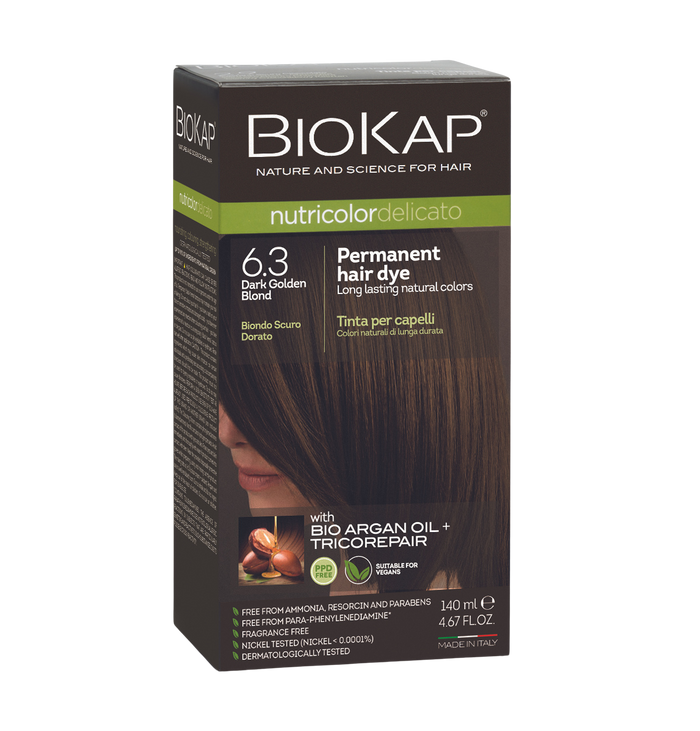 BioKap Nutricolor Delicato 6.3 Dark Golden Blond Permanent Hair Dye - L'Organic