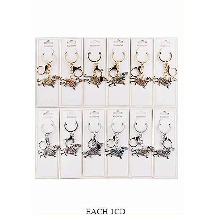 Blossom Rhinestone Dachshund Keychain – Sparkling Crystal Dog Bag Charm Accessory (IKC-981)
