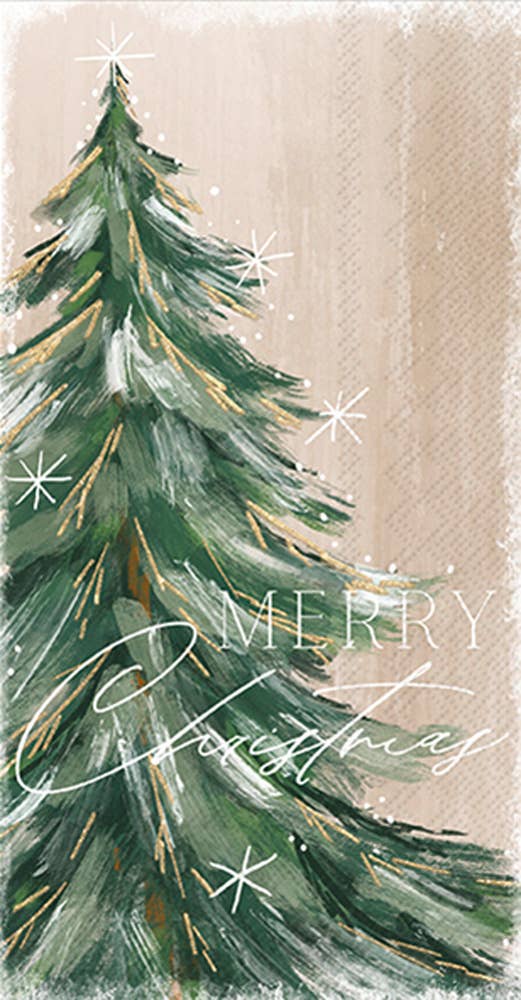 Boston International - Paper Guest Towels Pk/16 Gilded Painterly Tree Christmas