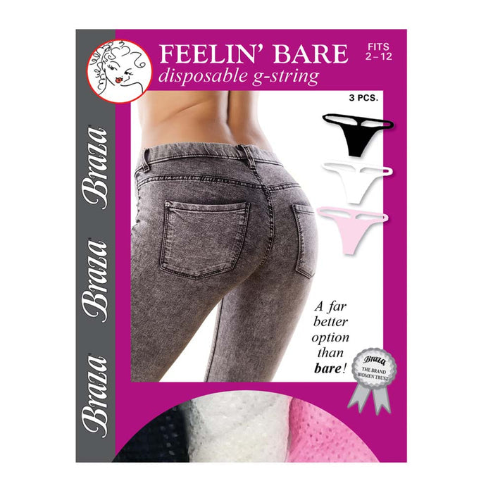 BRAZA "Feelin' Bare" Disposable G-String, 3 Pieces