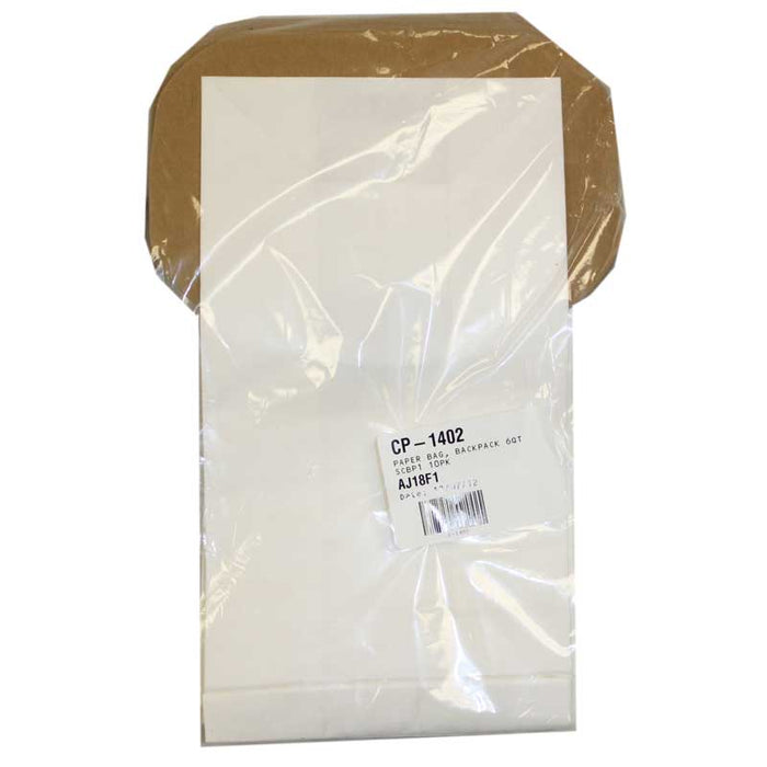 Carpet Pro Backpack Vacuum Bags 10pk SC-BP1 for SC412, Power Flite BF600BP Part 06.415, C352-2500