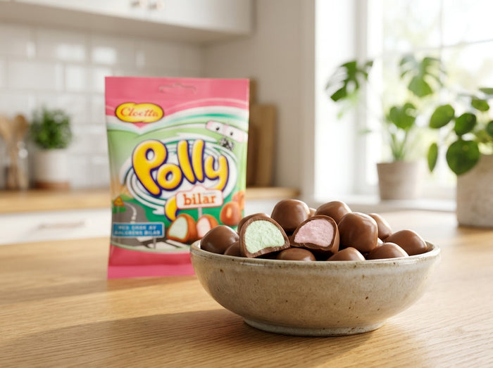 Cloetta Polly Chokladbilar 3 × 150g (3 × 5.29 oz) – Authentic Swedish Chocolate-Coated Foam Candy Cars