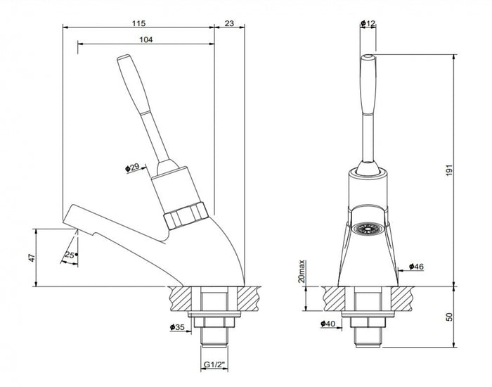 Gentec Flostop TFTLF4500 Timed Flow Lever Pillar Tap