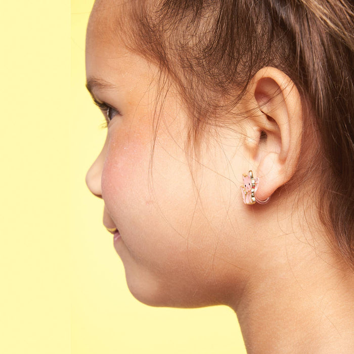 Girl Nation Clip-On Cutie Earrings - Glitter Pink Narwhal