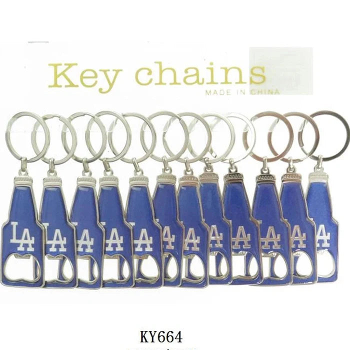 LA Logo Bottle Opener Keychain - Royal Blue 11cm Metal Key Ring - Los Angeles Souvenir & Sports Fan Accessory (KY664)