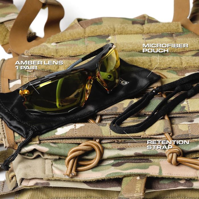 OPTIC MAX SAFETY GLASSES - REMOVABLE FRAME - AMBER ANTI-FOG LENS - 1 PAIR
