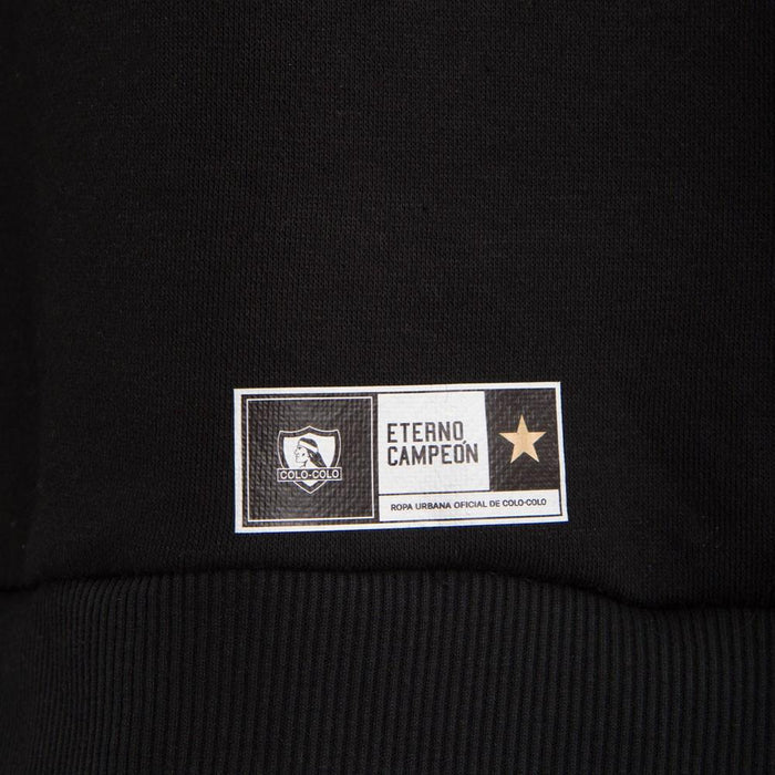 Poleron Crew Colo Colo Urbano "Letters" Cuello Alto Negro
