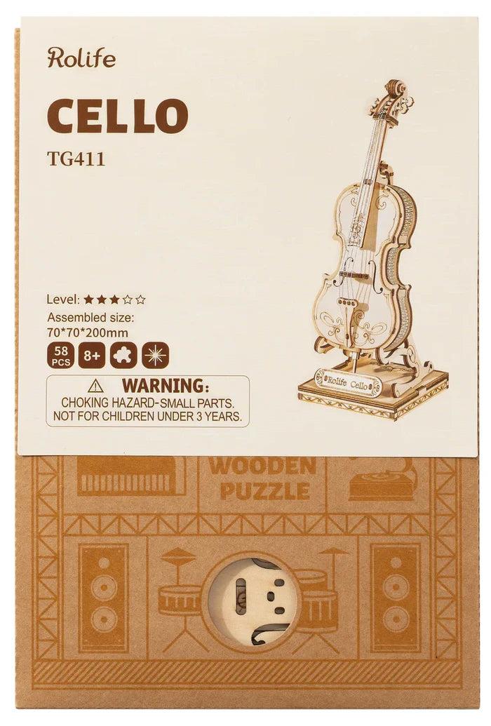 Rolife Cello 3D Wooden Puzzle 58 Pce