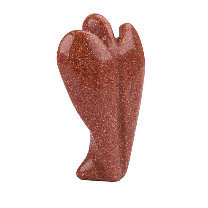 White Whale GoldStone Healing Crystal Gemstone Carved Pocket Crystal Guardian Angel Figurines