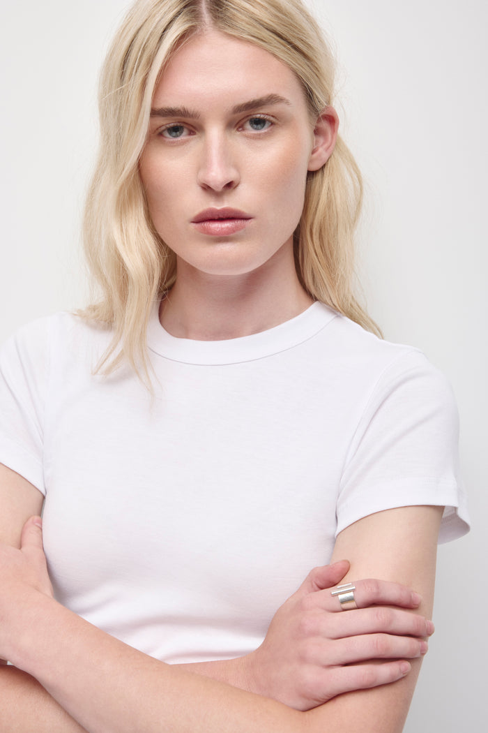 Women's Micro Rib Tee in White