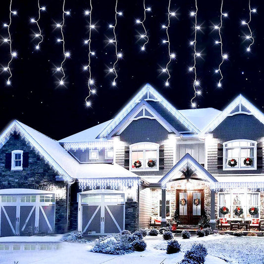 200 Christmas White LED Icicle Lights