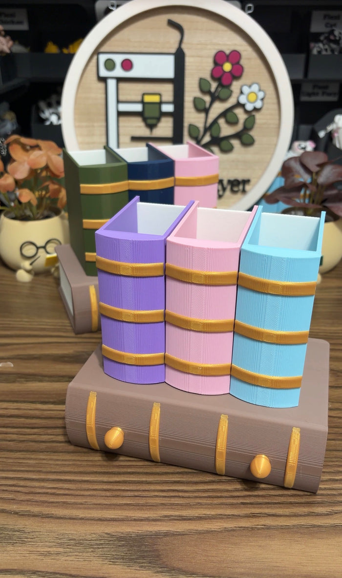 3 Slot Book Pen Holder w/ Drawer
