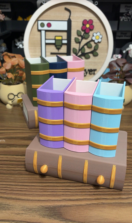 3 Slot Book Pen Holder w/ Drawer