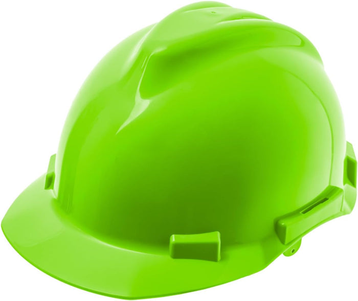 4 Point Ratchet  Fluorescent Green Hard Hat - HH10FG4P -Green