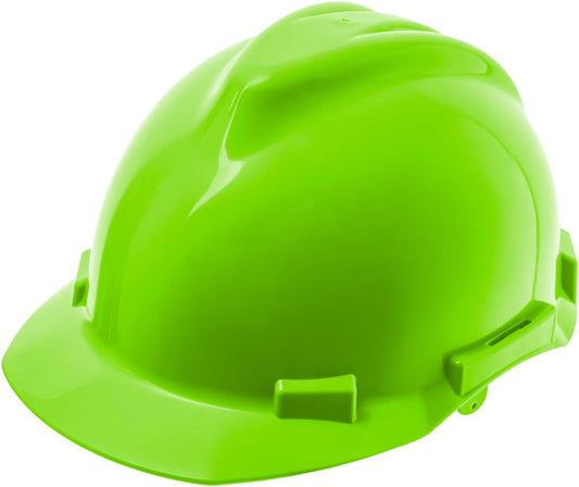 4 Point Ratchet  Fluorescent Green Hard Hat - HH10FG4P -Green