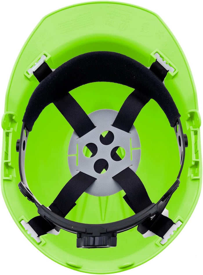 4 Point Ratchet  Fluorescent Green Hard Hat - HH10FG4P -Green