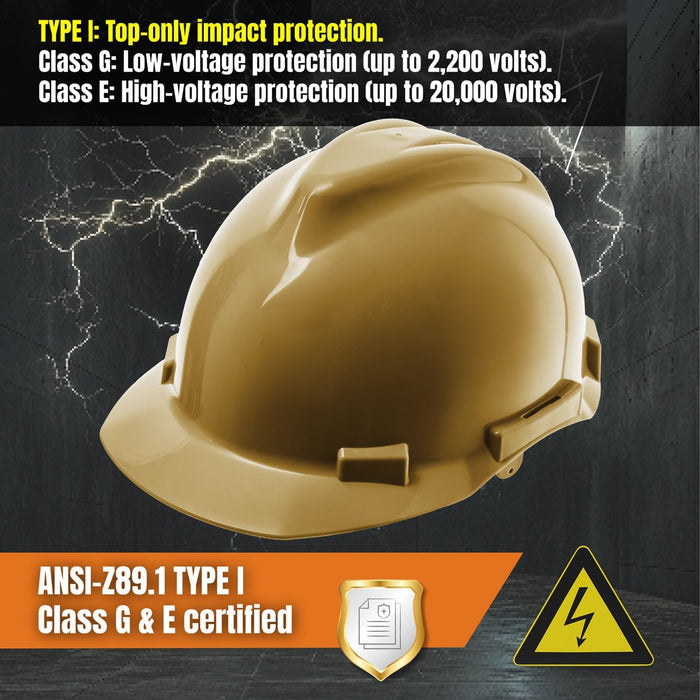 4 Point Ratchet Gold Hard Hat - HH10GD4P -Gold