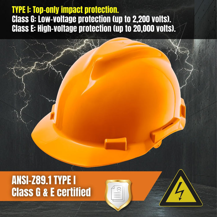 4 Point Ratchet Orange Hard Hat - HH10O4P -Orange
