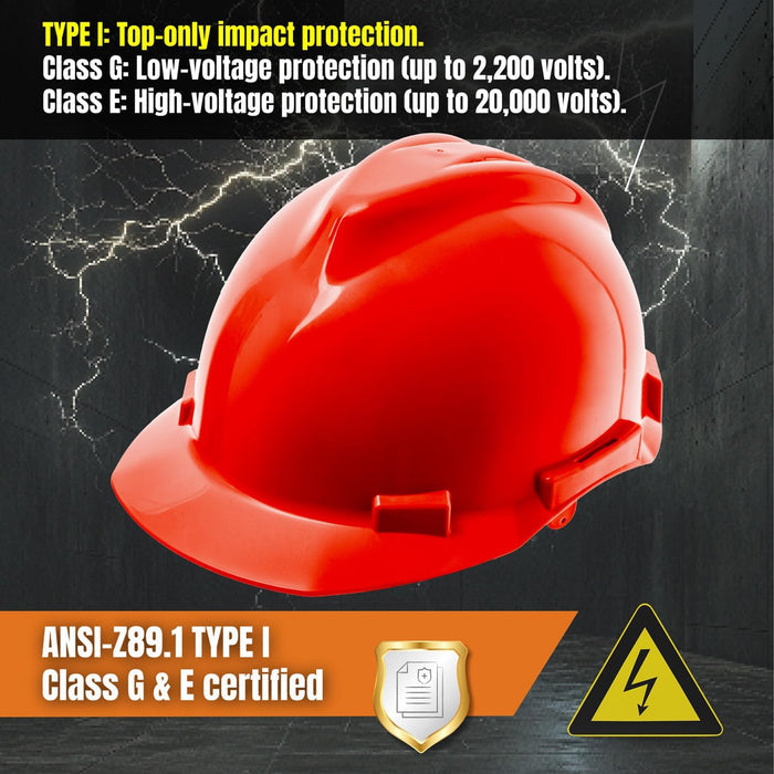 4 Point Ratchet Red Hard Hat - HH10R4P - RED