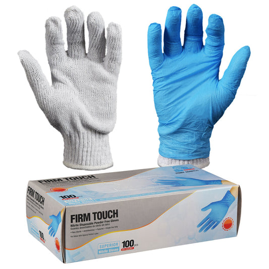 4.0 Mil - Nitrile Gloves - 50 Pairs + 1 pair of cotton Gloves