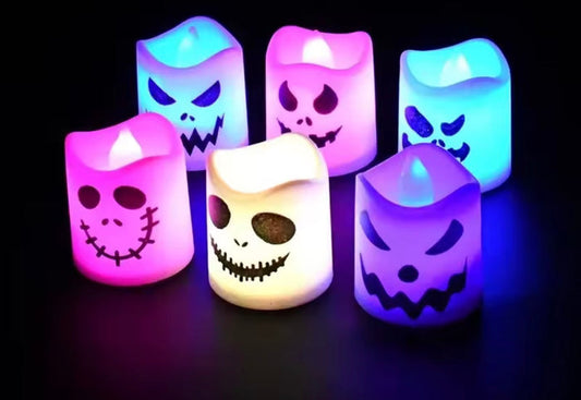 6pcs Halloween Led Ghost Pumpkin Candle Light