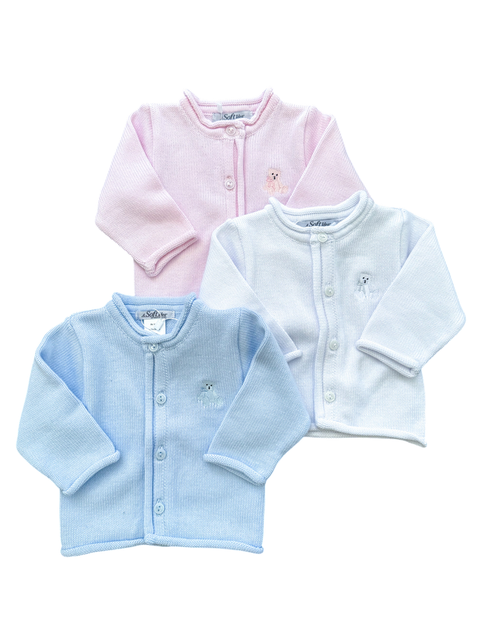 A Soft Idea Sweet Bear Baby Cardigan - Multiple Colors!