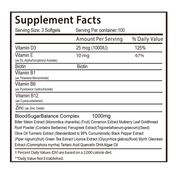 acentiallabs BLOOD SUGAR COMPLEX HERBAL WELLNESS FORMULA 300 SOFTGELS Bagged Capsules