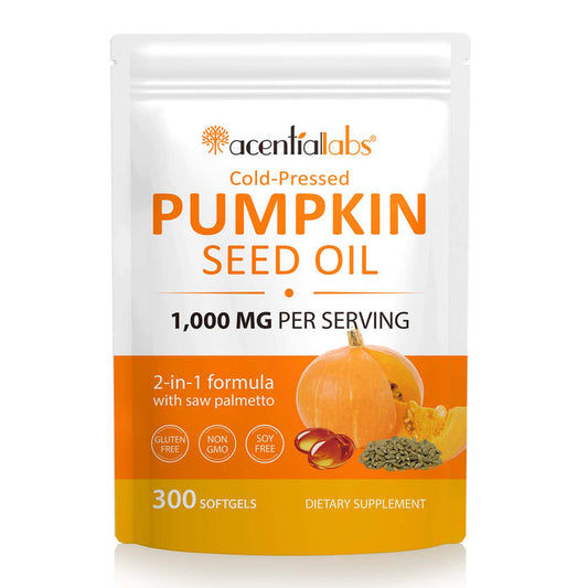 acentiallabs Cold-Pressed PUMPKIN SEED OIL 1,000 MG PER SERVING 300 SOFTGELS Bagged Capsules