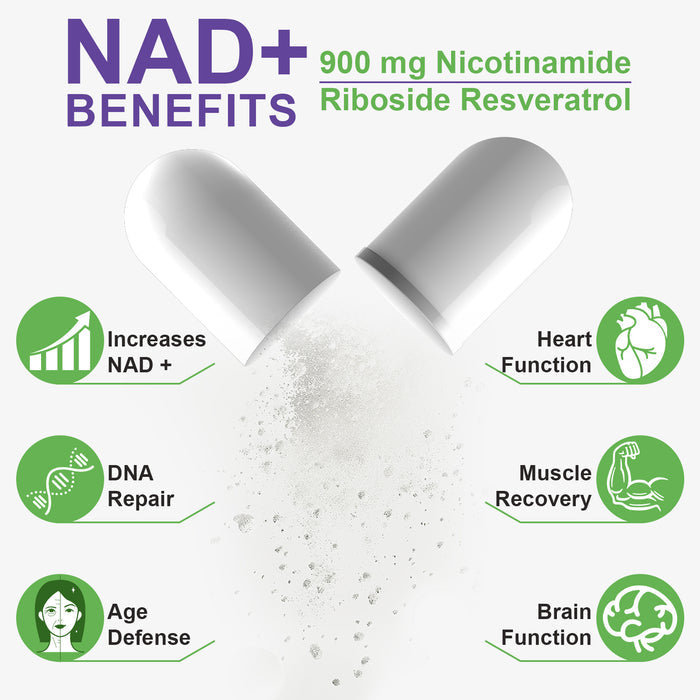 acentiallabs LIPOSOMAL Nicotinamide Riboside ,900 MG+ Resveratrol,BOOST NAD+ ANTI-AGING Bagged Capsules