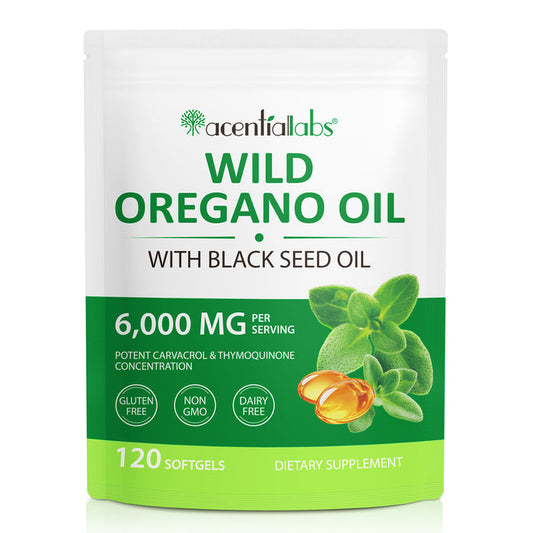 acentiallabs WILD OREGANO OIL WITH BLACK SEED OIL 120 SOFTGELS Bagged Capsules