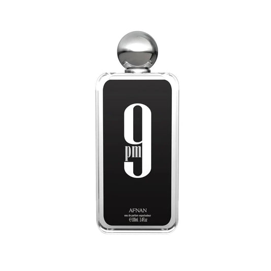 Perfume bottle with '9' design on a white background