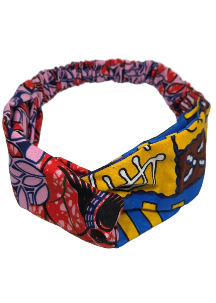 Orange/Yellow-Blue Mix Knot (Medium/Regular Adult Head/25in)