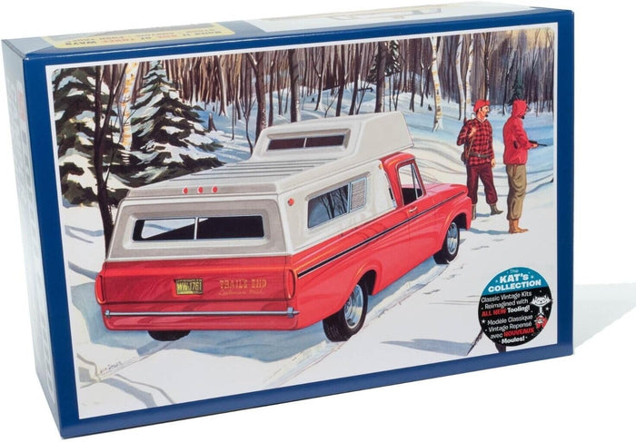 AMT1412 Skill 2 Model Kit 1963 F-100 Camper Pickup Truck 3-in-1 Kit 1/25 Scale Model