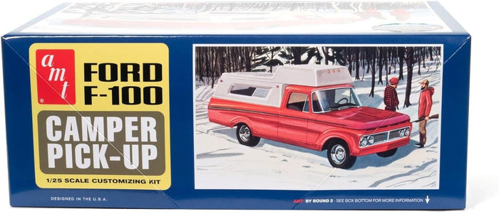 AMT1412 Skill 2 Model Kit 1963 F-100 Camper Pickup Truck 3-in-1 Kit 1/25 Scale Model