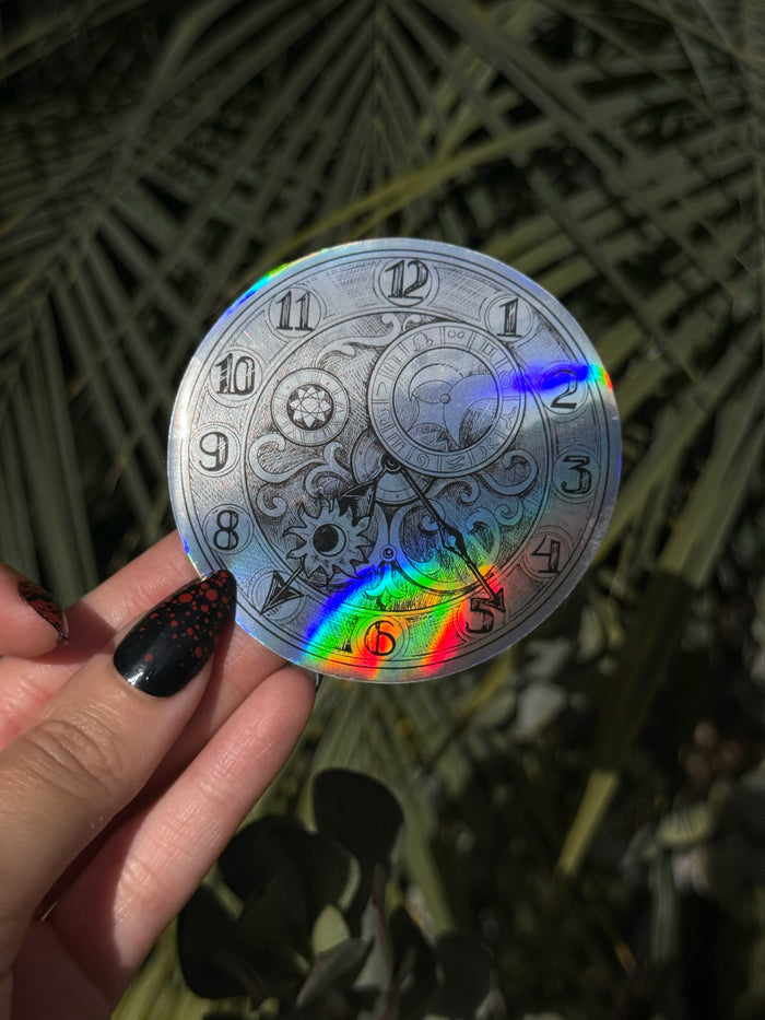 Astronomical Clock vinyl sticker featuring gothic clock artwork