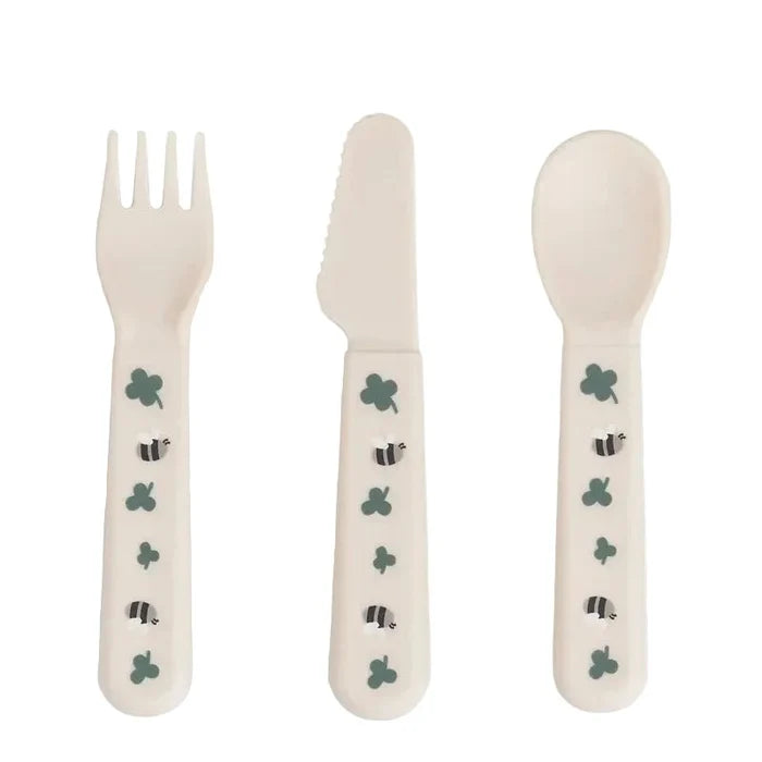 Baby Silicone Cutlery Set – Tiny Farm - Sand