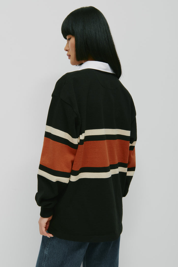 Barbarian Rugby in Black/Rust Stripe