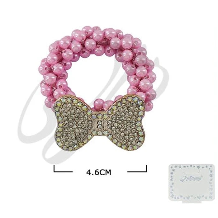 Beaded Bow Hair Tie – Elegant & Playful Accessory (RB-51249M)