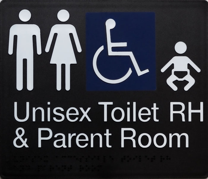 BEST BUY MFDTPRH Unisex Accessible Toilet RH and Parent Room Sign Braille
