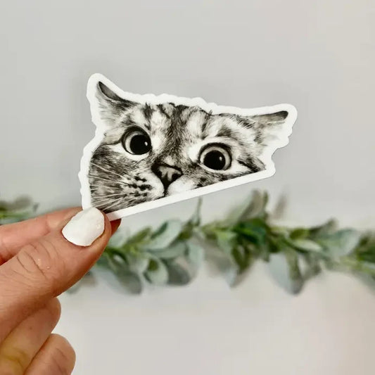 Big Moods Peeking Cat Vinyl Sticker