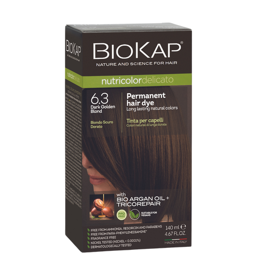 BioKap Nutricolor Delicato 6.3 Dark Golden Blond Permanent Hair Dye - L'Organic