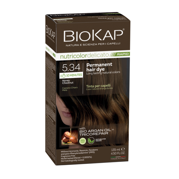 BioKap Nutricolor Delicato Rapid 5.34 Honey Chestnut Permanent Hair Dye - L'Organic
