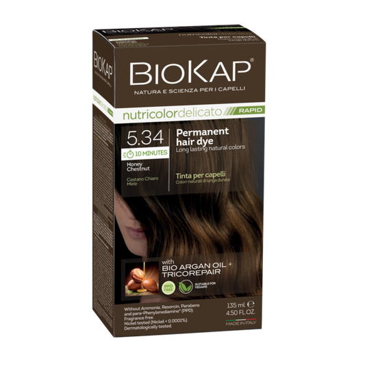 BioKap Nutricolor Delicato Rapid 5.34 Honey Chestnut Permanent Hair Dye - L'Organic