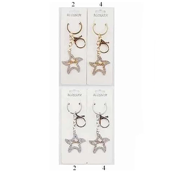 Blossom Star "Love" Rhinestone Keychain – Elegant Sparkling Bag Charm (IKC-949)