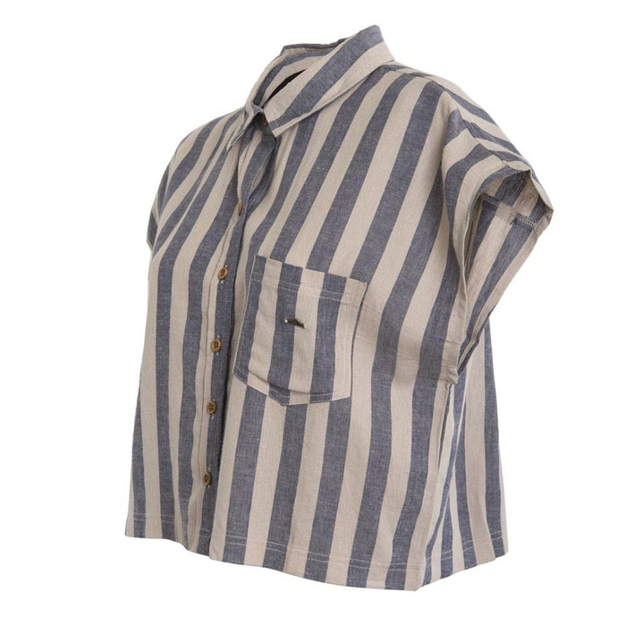 Blusa Crop Strap Beige blue