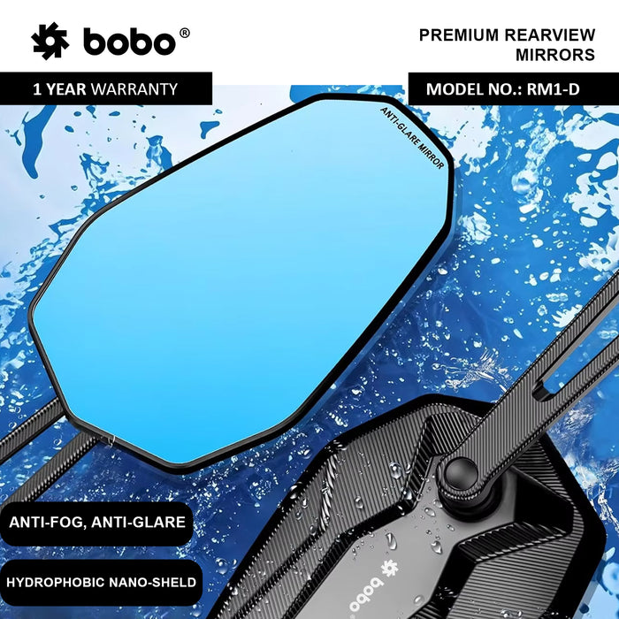 Bobogears Rearview Mirror with Anti-Glare Blue Lens and Water-Repellent Coating
Bobogears RM1-D Side Mirror