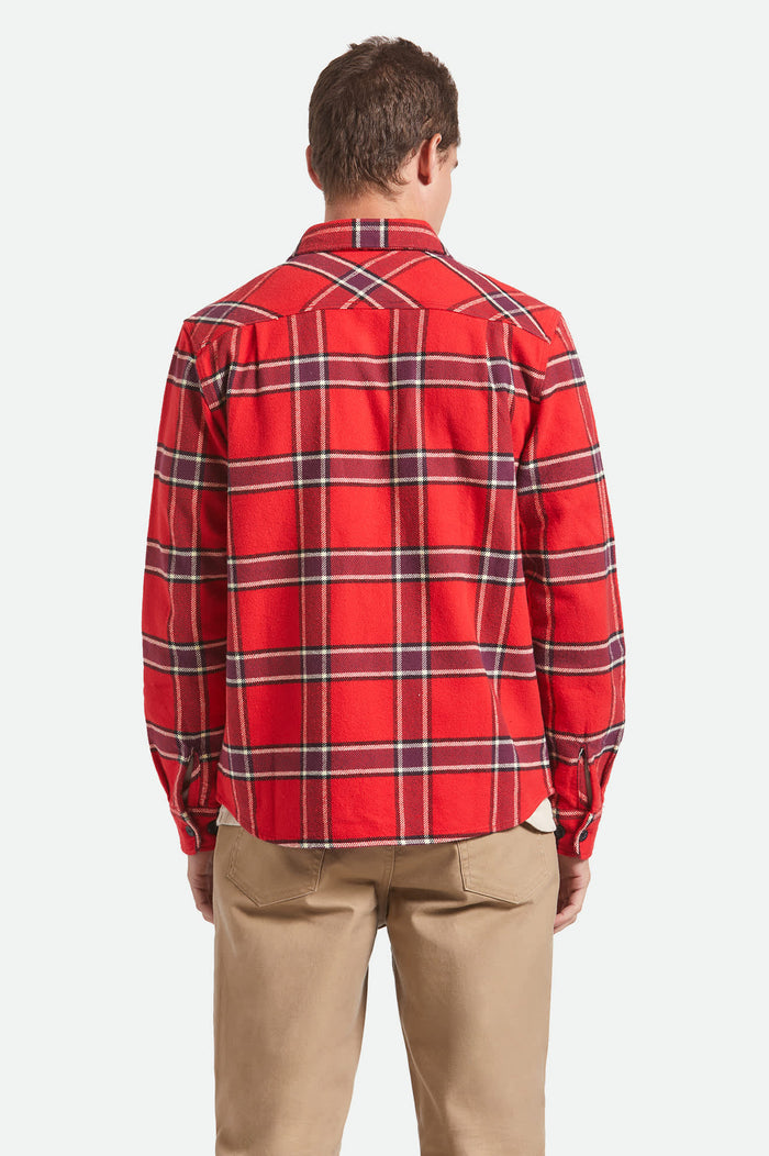 Men's Bowery Heavyweight Flannel in the color Adrenaline Rush - Men's Back View