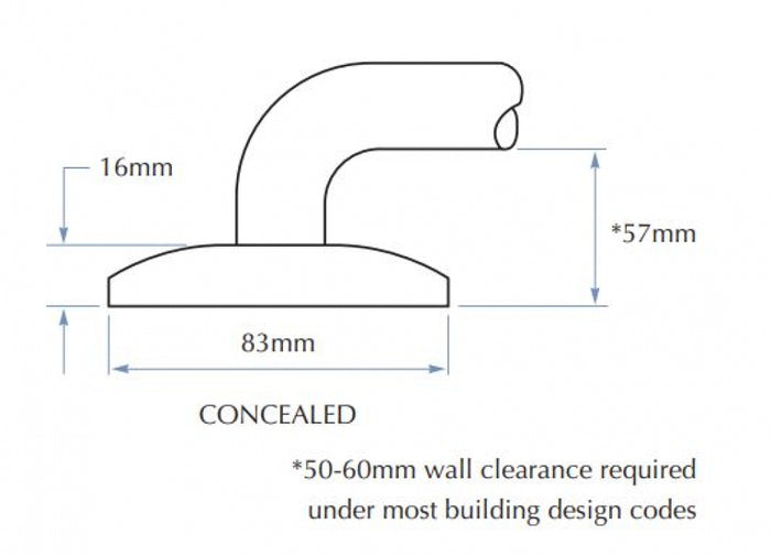 Bradley 832 Corner Toilet Grab Rail 90 Degree Right Hand