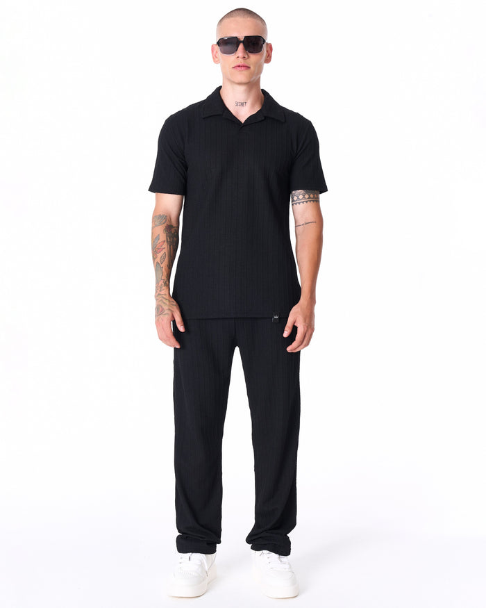 Martin Valen Breeze Fit men's black tracksuit, front mid-body view showing short-sleeve top