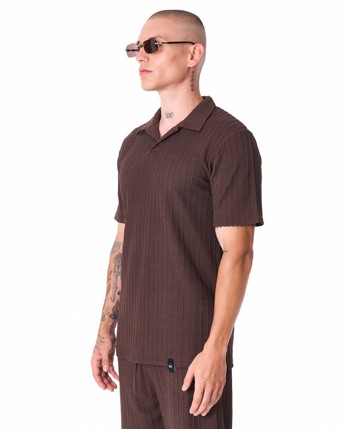 Martin Valen Breeze Fit brown tracksuit full side view showing matching top and trousers with white sneakers visible